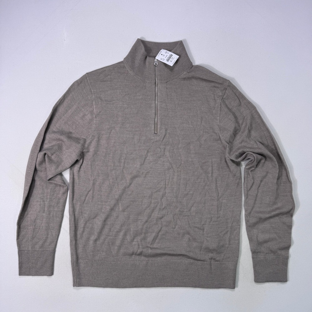J.Crew Mens Merino Wool Blend 1/4 Zip Sweater BB697 Tan Men's Medium NWT Cabin